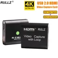 Rullz-Carte de capture vidéo HDMI 4K à 1080P avec boucle TV USB 2.0 enregistreur vidéo pour