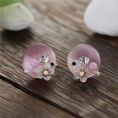 TDQUEEN – boucles d'oreilles en opale pour femmes bijoux en perles de pierre de couleur rose avec