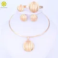 Dubai ensemble de bijoux boule dorée pendentif collier boucles d'oreilles Bracelet bague couleur or