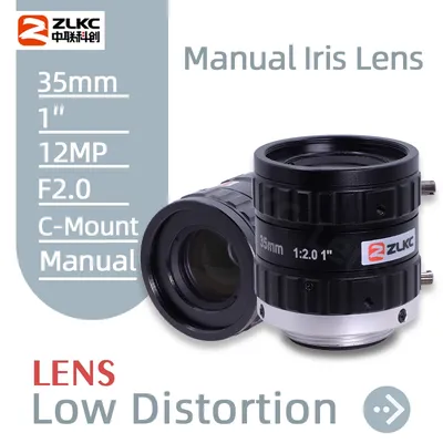 ZLKC-FA 12MP C Mount 35mm Partners Focal Length 1 "Caméra industrielle Iris manuel pour le