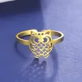 Teamer – bague hibou en acier inoxydable anneau ouvert et réglable pour femmes et filles bijoux