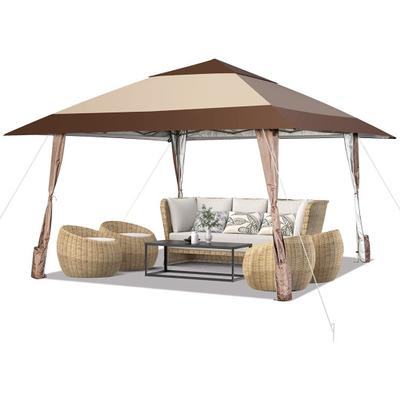 Costway 13 x 13 Feet Pop-Up Feet Patio Gazebo with...