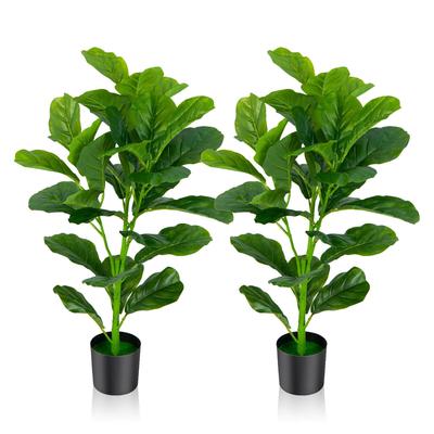 Gymax Artificial Tree 2-Pack Artificial Fiddle Lea...
