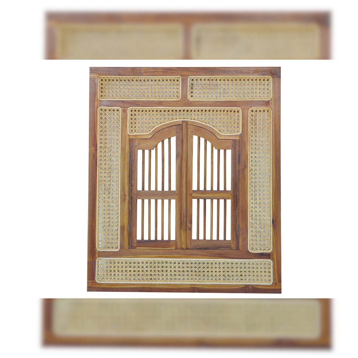 SIT Möbel Wand-Spiegel mit 2 Flügeltüren und Rattan-Geflecht | rechteckig | Rahmen Mango-Holz natur | B80xT4xH90cm | 05357-01 |Serie RATTAN Image
