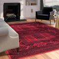 Alastair Red and Black Viscose Area Rug 4x6 Print Distressed Carpet Multi Thin Rug Chenille Foldable Accent Rug Lightweight Non Slip Kitchen Living Room Bedroom Dining Room