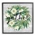 Stupell Industries Gather Calligraphy Wreath Country White Botanicals Blossoms Graphic Art Black Framed Art Print Wall Art Design by Ziwei Li