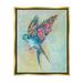 Stupell Industries Botanical Swallow Floral Blossom Wings Bird Painting Painting Metallic Gold Floating Framed Canvas Print Wall Art Design by Lisa Morales