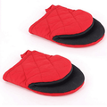 1 Pair Mini Oven Mitts Heat Resistant Short Cotton Oven Gloves Set with Non-Slip Silicone Grip Soft Thick Baking Gloves for Kitchen Cooking Grilling BBQ Red