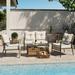 LAUSAINT HOME 6 Pieces Patio Conversation Set Outdoor Furniture Set with 3 Chairs 1 Metal Coffee Table and 2 Wicker Storage Baskets