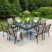 MF Studio 9-Piece Outdoor Patio Dining Set with Large Square Table & 8 Textilene Armchairs Steel Frame Black and Gray