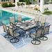 MF Studio 9-Piece Outdoor Patio Dining Set with Large Square Metal Steel Table & High-Back Swivel Chairs for 8-Person Black & Gray