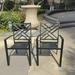 BigRoof Outdoor Chairs Set of 2 Iron Metal Dining 300 LBS Weight Capacity Patio Bistro Chairs with Armrest Black