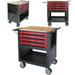 Seizeen 4-Tier Rolling Tool Cart Multi-Purpose Mechanic Tool Chest On Wheels with Cabinet Extended Tray & Handle Heavy Duty Work Bench with Wooden Top and Tool Storage Organizer