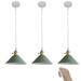 FSLiving Wireless USB Charging Battery Run Dimmable Remote Control Low-Voltage 5V LED Pendant Lighting Vintage Design Green Metal Light Fixture for Laundry Dorm Bedroom Easy to Install-3 Lights