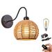 Kiven 1-Light Battery Operated Iron Wall Lamp Vintage Black Rechargeable Wall Sconces E26 Socket Bulb Included(Warm White)Wire Cage Wall Light Fixture