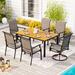 Lark Manor™ Argyri Rectangular 6 - Person 64" Long Outdoor Dining Set Metal in Black/Brown | 64 W x 38 D in | Wayfair