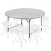 MoNiBloom 7 Pieces 5 FT Folding Round Outdoor Table & Chair Set, Heavy Duty Banquet Wedding Event Desk & Stools Plastic/Metal in Gray/White | Wayfair