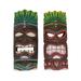 Bungalow Rose Set Of 2 Hand Carved Wooden Tiki Masks Blue & Green Flame Tropical Decor Art in Brown/Green | 11.75 H x 4.75 W x 2 D in | Wayfair