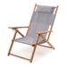 Longshore Tides Amaad Reclining Beach Chair w/ Cushion Solid Wood in Gray/Blue/White | 34 H x 26 W x 30 D in | Wayfair