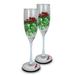 The Holiday Aisle® Earnesteen 2 Piece 6 oz. Glass Flute Set Glass in Green/Red | 10 H x 1.75 W in | Wayfair D812598CC36A45E7B9527AEE0C400E09