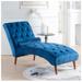 Lounge Chair - Vinura Modern Chairs For Bedroom - Soft Velvet Blue Lounge Chair For Bedroom Velvet in Blue/Brown | 33 H x 62 W in | Wayfair