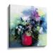 Wrought Studio™ Flowers in a Pink Pot - Graphic Art on Canvas Canvas, Wood in Blue/Green/Pink | 24 H x 24 W x 2 D in | Wayfair