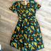 Lularoe Dresses | Lularoe Amelia Dress Orange Blue Brown Sz Xs Short Sleeve | Color: Brown/Orange | Size: Xs