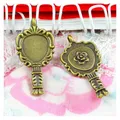 Pendentif miroir couleur Bronze Antique 60 pièces/lot plateau blanc Base pour Cabochon camée