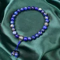 Lapis Lazuli naturel 27 + 1 perle bouddhiste Bracelet Mala Anti-Stress soulage l'anxiété bijoux