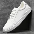 Chaussures blanches à lacets pour hommes baskets décontractées en cuir véritable Cool Street pour