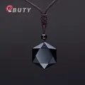 EBUTY – collier avec pendentif en obsidienne noire en pierre naturelle pour femmes et hommes