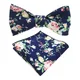 GUSLESON – nœud Papillon en coton pour homme ensemble carré réglable motif Floral avec poche