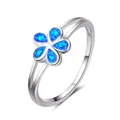 Bague en Imitation opale de feu bleue pour femmes bague en fleur exquise Simple accessoires