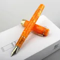 Jinhao-Stylo à plume en résine centenaire fin orange clip doré affaires bureau diplômé