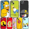 Coque de téléphone noire Les Simpsons pour Apple coque arrière souple coque Funda iPhone 11 12 13