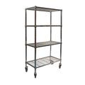 ZORO SELECT 2HDE6 Wire Cart,4 Shelf,48x18x70,Chrome