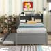 Wood Platform Bed with Trundle and Storage Headboard