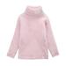 Odeerbi Turtleneck Sweater for Kids Autumn Winter Boys Girls High Collar Pullover Plush Thickened Sweater Pink