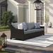 Three Posts™ Northridge 96" Wide Wicker Patio Sofa w/ Cushions Sunbrella® Fabric Included in Gray | 32 H x 96 W x 36 D in | Wayfair