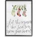 The Holiday Aisle® Coziness Of This Season Phrase Festive Holiday Stockings, Black Framed Wall Art, 24 X 30 in Black/Green/Red | Wayfair