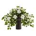 Nearly Natural 21 in. Poinsettia & Variegated Holly Artificial Plant in Decorative Planter White