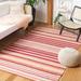 Red/White 60 x 60 x 1 in Living Room Area Rug - Red/White 60 x 60 x 1 in Area Rug - Foundry Select Handmade Boho Stripe Living Room Dining Bedroom Area Rug Orange/Ivory | Wayfair
