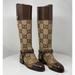 Gucci Shoes | Gucci Knee-High Boots With Harness Euro Size 36.5/ Us 6.5 Brown Gg Canvas | Color: Brown/Tan | Size: 6.5