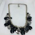 Zara Jewelry | Crystal Necklace With Black And Clear Oval Square Faceted Statement Necklace | Color: Black/Silver | Size: 18"