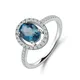 Gem's Ballet-Bague en topaze bleue de Londres naturelle pour femme bague de mariage argent regardé