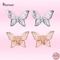 Bamoer – boucles d'oreilles papillon en or Rose pour femmes bijoux de fête exquis en argent