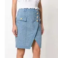 Jupe en denim patchwork pour femmes vêtements de créateurs boutons de discussion mode ALITY Top