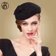FS 100% – chapeaux de pilulier en laine noire pour femmes élégant en feutre de mariage Fedora