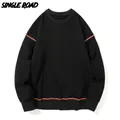 Single Road-Sweat-Shirt à Col Ras du Cou pour Homme Streetwear Japonais 2023 Coton Noir PVD