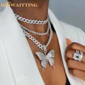 Collier en Zircon pour femmes chaîne à mailles cubaines brillant glacé large Miami scintillant